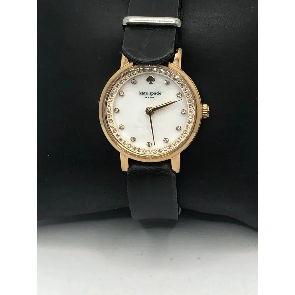 Kate Spade KSW1265 Women's Black Leather Analog Dial Quartz Wrist Watch OP354